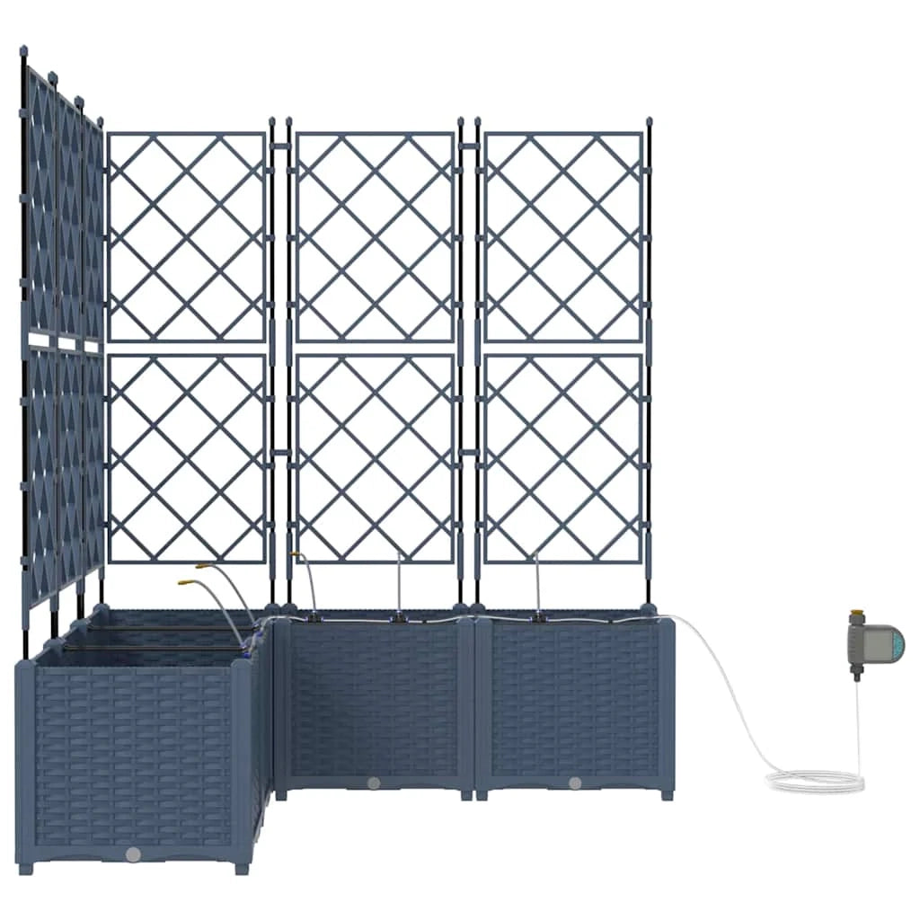 Set di 3 fioriere da giardino per esterni dal design moderno ed elegante 120 x 40 x 125,5 cm acciaio grigio 02_0058560