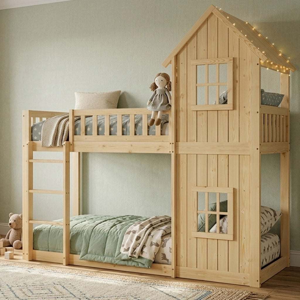 LETTO A CASTELLO Casa 90x200 cm Legno Naturale