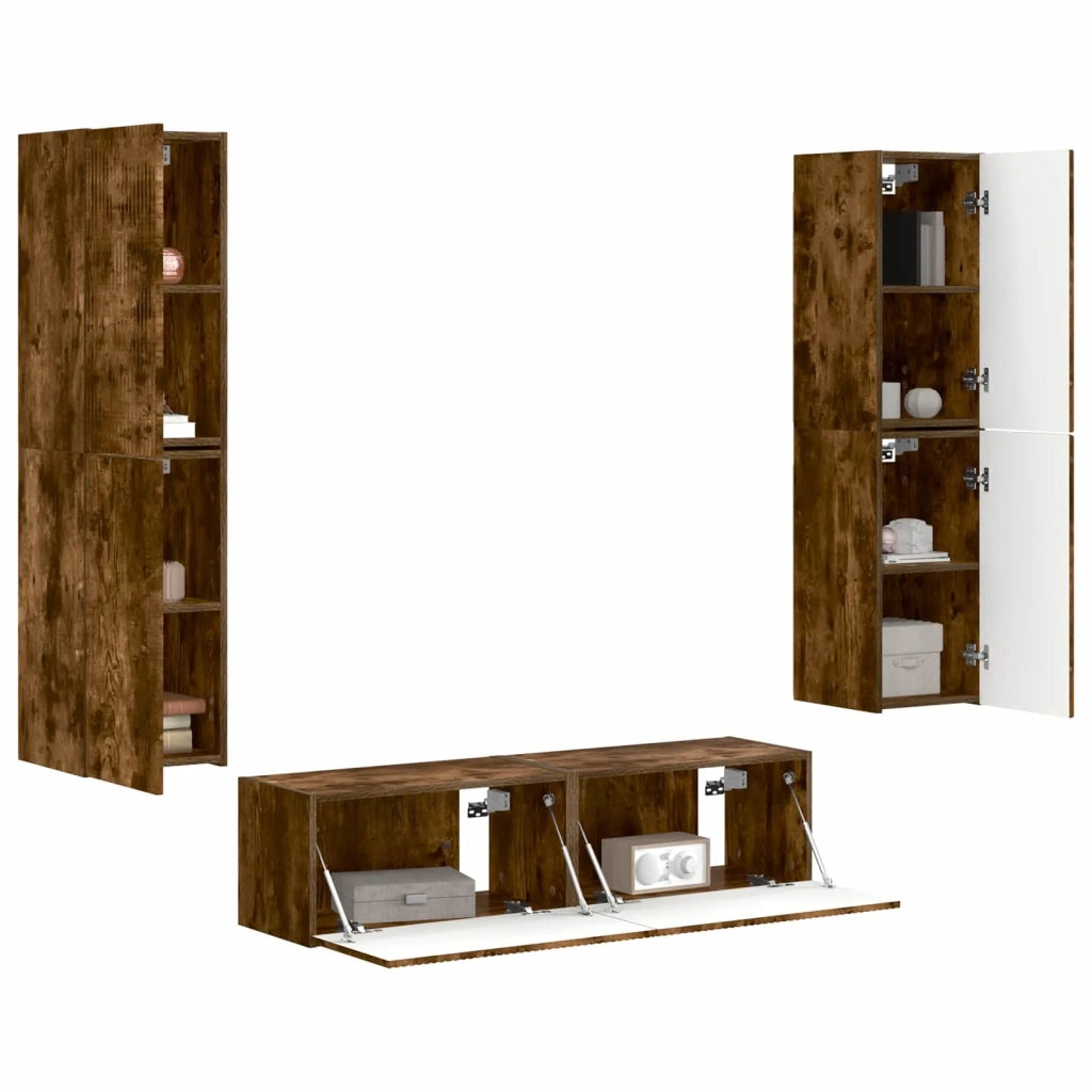 Set mobile TV 6 pcs Rovere fumé Legno multistrato 3409128