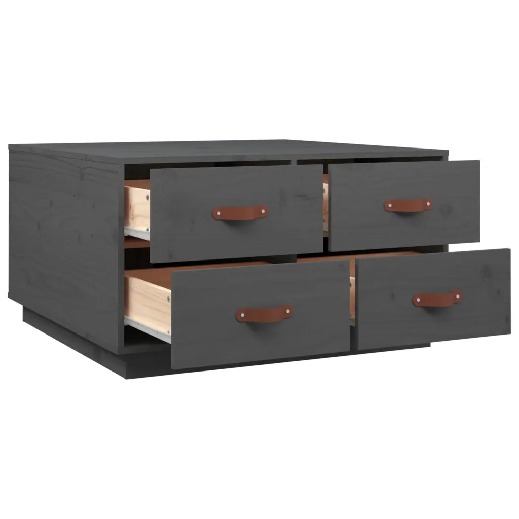 Tavolino da Salotto Grigio 80x80x45 cm Legno Massello di Pino 821519