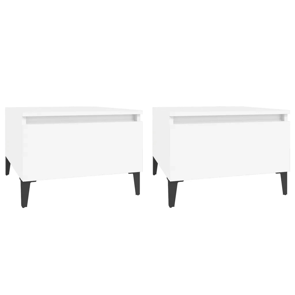 Tavolini Bianchi 2pz 50x46x35 cm in Legno Multistrato 819517