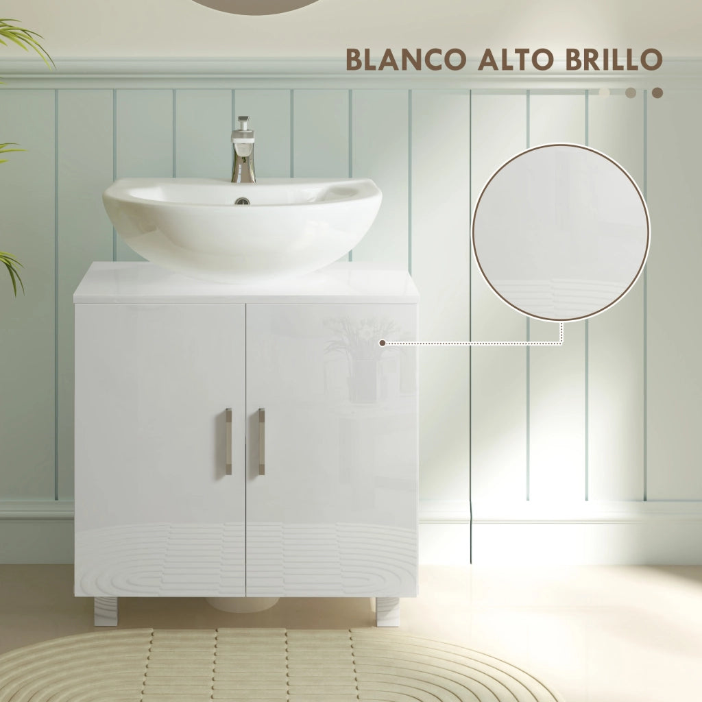 Mobiletto Sottolavabo con 2 Ante e 2 Ripiani ¨C zephmum ¨C Bianco 60x35x60 cm