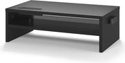 Stand di monitor in legno con supporto per smartphone - Ergonomica stazione di lavoro per computer e notebook - Gestione cavi - 2 livelli nero