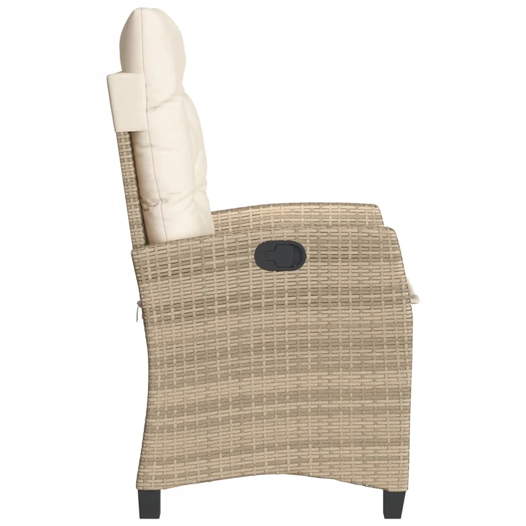 Sedia Reclinabile da Giardino con Cuscini Beige in Polyrattan 365212