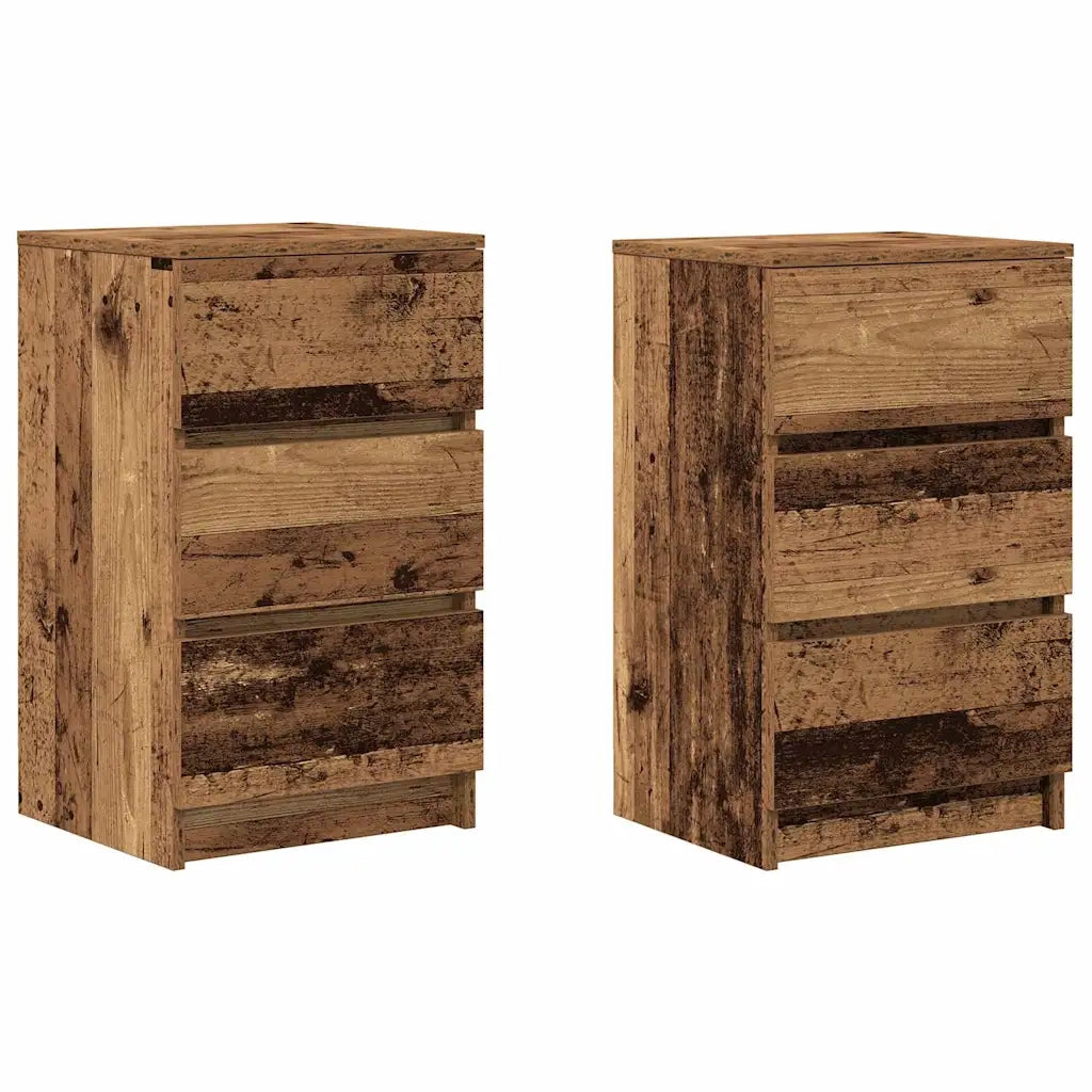 Comodini con 3 Cassetti 2 pz Legno Antico 39x35x65 cm 861352