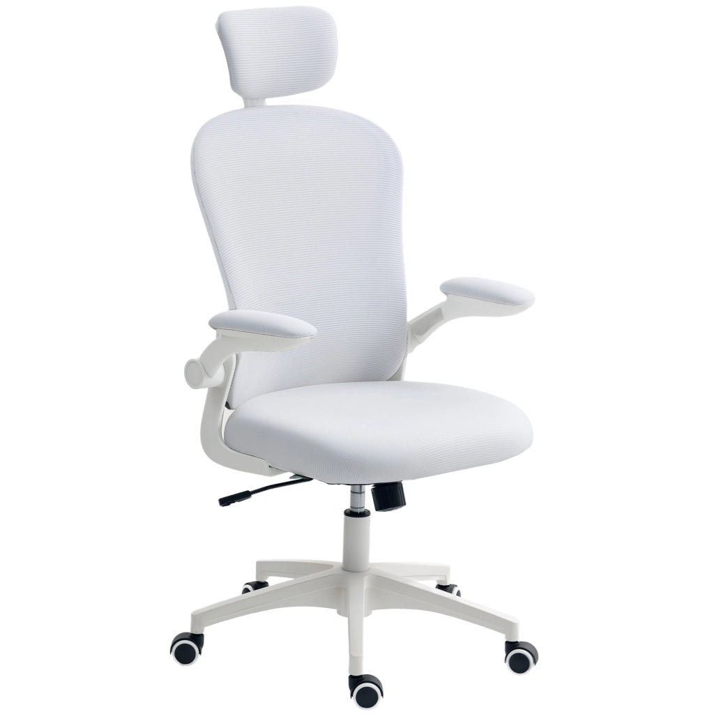 Sedia da Ufficio con Schienale Alto Poggiatesta Regolabile Supporto Lombare Rete 62x64x120 cm Bianco ¨C Xylo