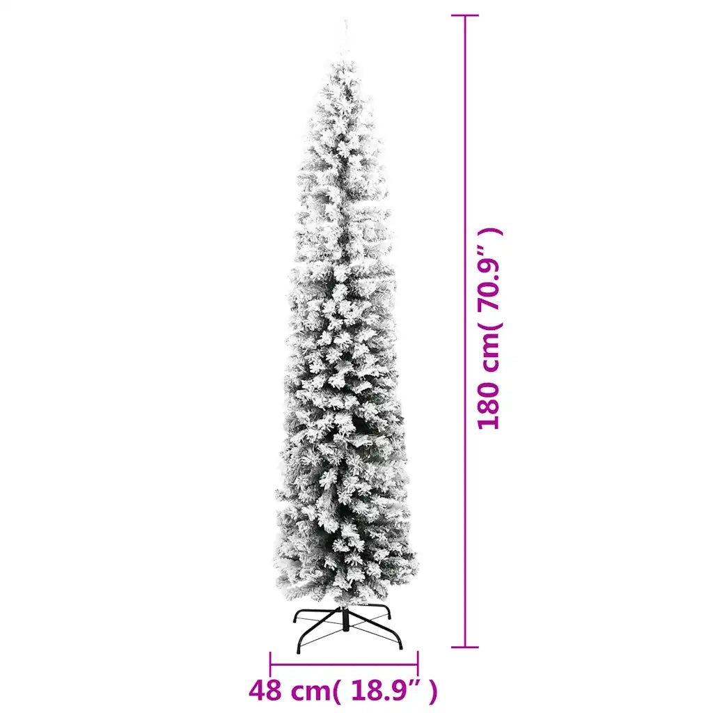 Albero di Natale | Decorazioni natalizie Artificiale con Neve Fioccata Verde 180 cm PVC