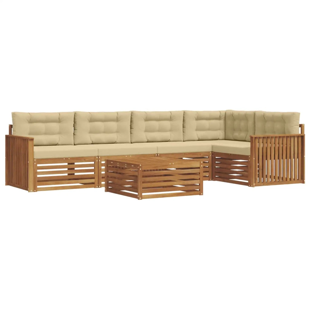 Set di divani da esterno con cuscino 6 pcs Naturale e Beige 3373498