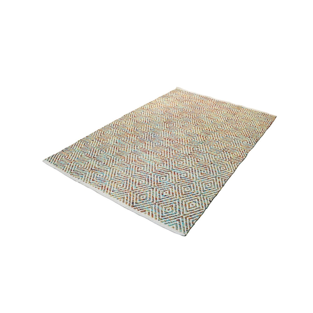 Tappeto cocktail 300 in cotone a trama romboidale multi