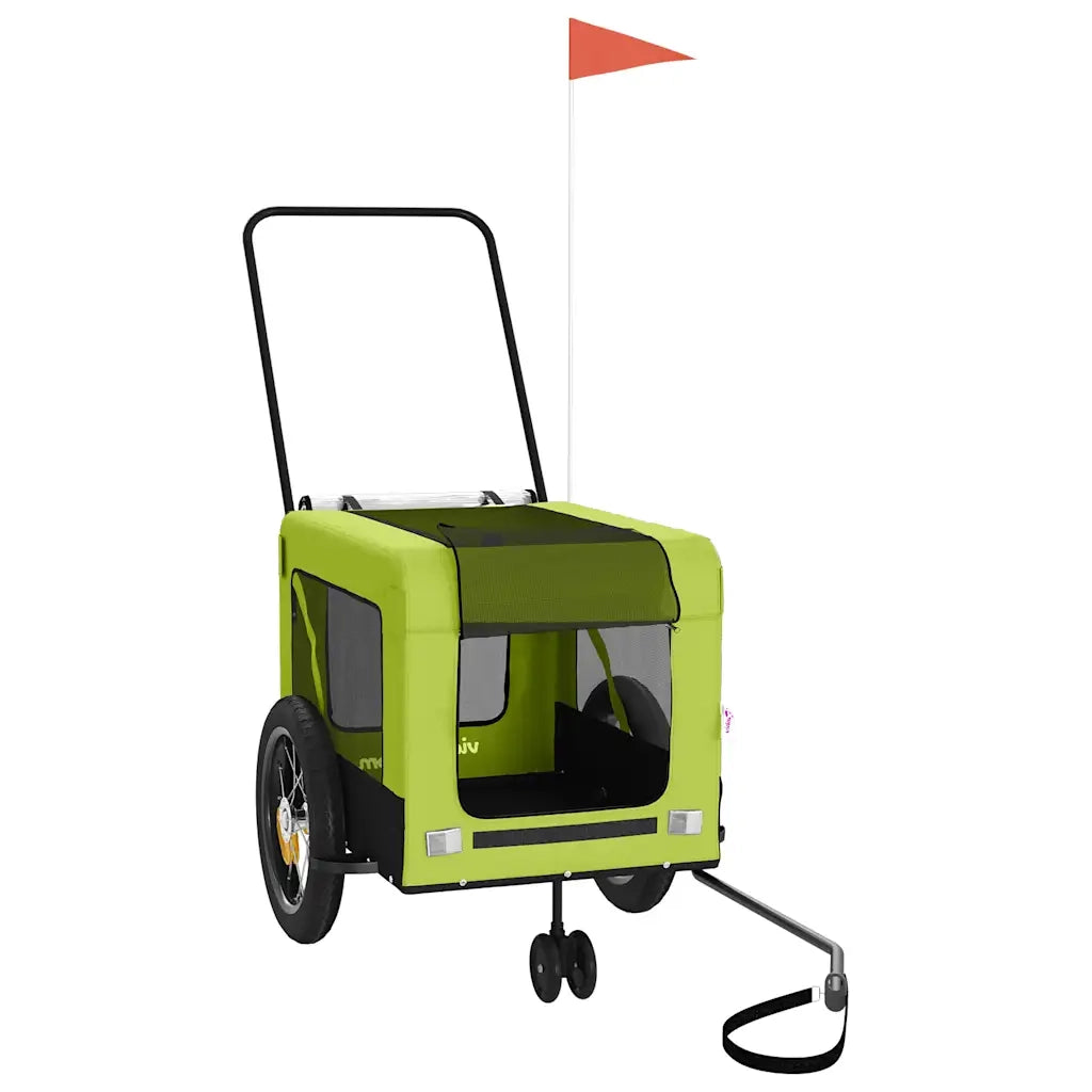 Rimorchio da Bici per Animali Verde e Nero Oxford e Ferro 93934