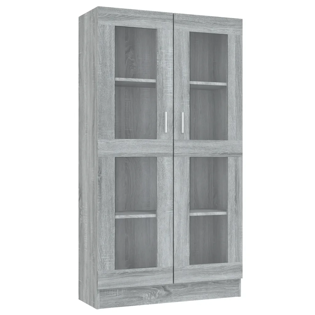 Vetrina moderna in stile classico con 4 scomparti 82,5 x 30,5 x 150 cm legno grigio 02_0048145