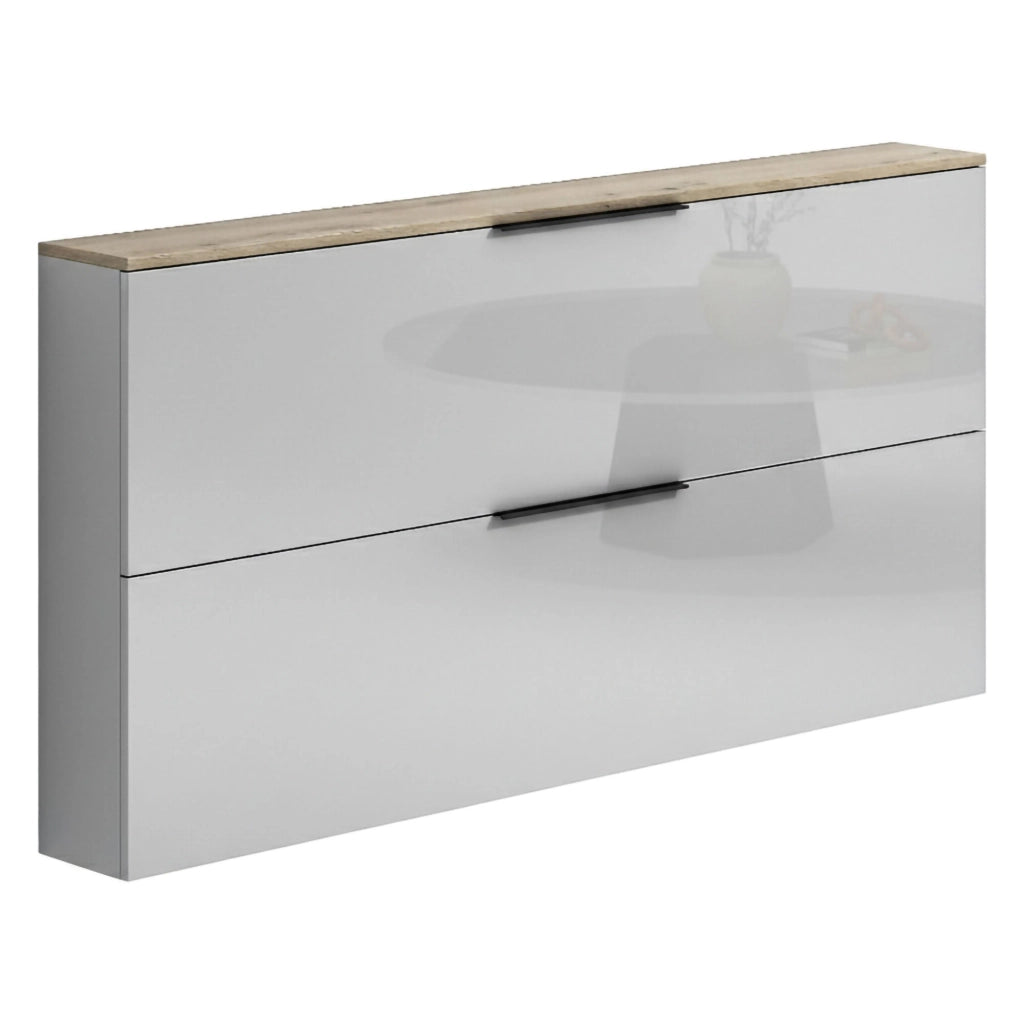 Mobile Portascarpe Achiko, Scarpiera 12 Paia Made in Italy, 160x19x80h cm Grigio