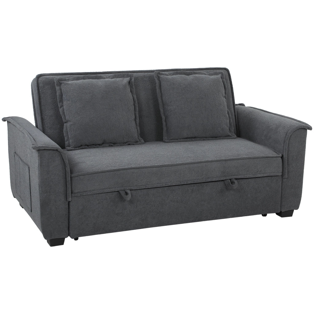 Divano letto 2 posti con schienale regolabile e cuscini ¨C Minimal ¨C Grigio scuro