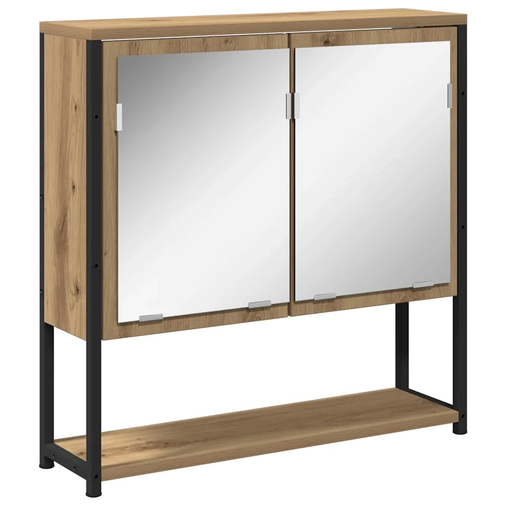 Set di mobili per il Bagno | Armadio da bagno con porta 4 pz rovere artigianale