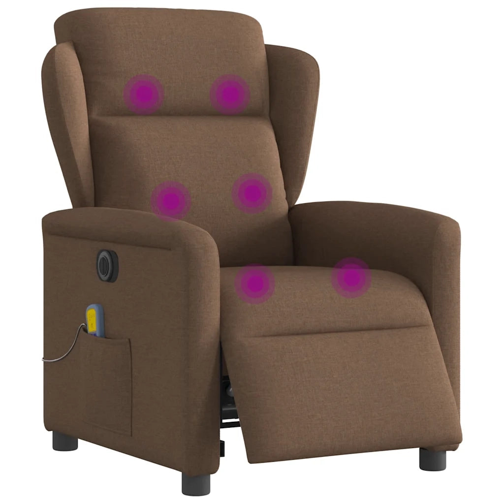 Poltrona Massaggiante | Sedia Relax Reclinabile Elettrica Marrone in Tessuto