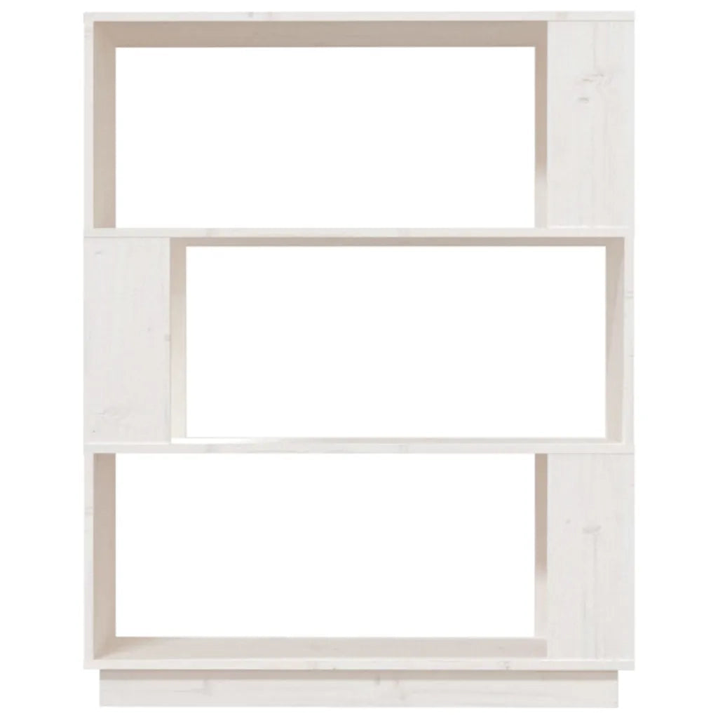 Libreria Divisorio-Scaffale per Libri-Mobile di Stoccaggio Bianco 80x25x101 cm Legno Massello di Pino