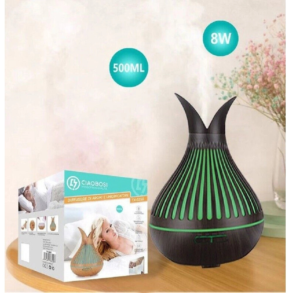 Trade Shop - Diffusore Aromi Umidificatore Ultrasuoni 500ml 8w Aromaterapia Elettrico Tx-8359 -