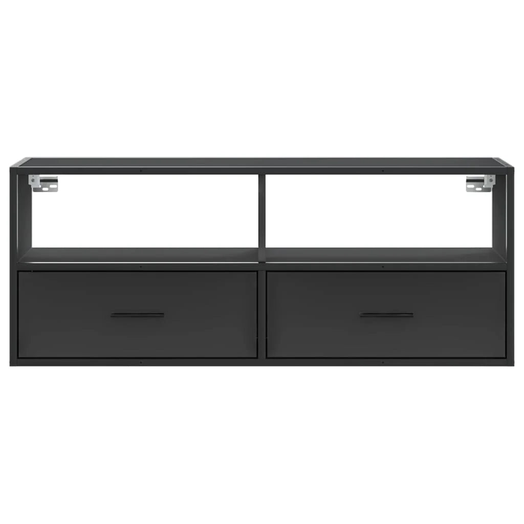 Mobile TV multimediale mensola TV credenza mobile TV sala da pranzo soggiorno camera da letto 100 x 31 x 39,5 cm legno ingegnerizzato e metallo nero 02_0025440
