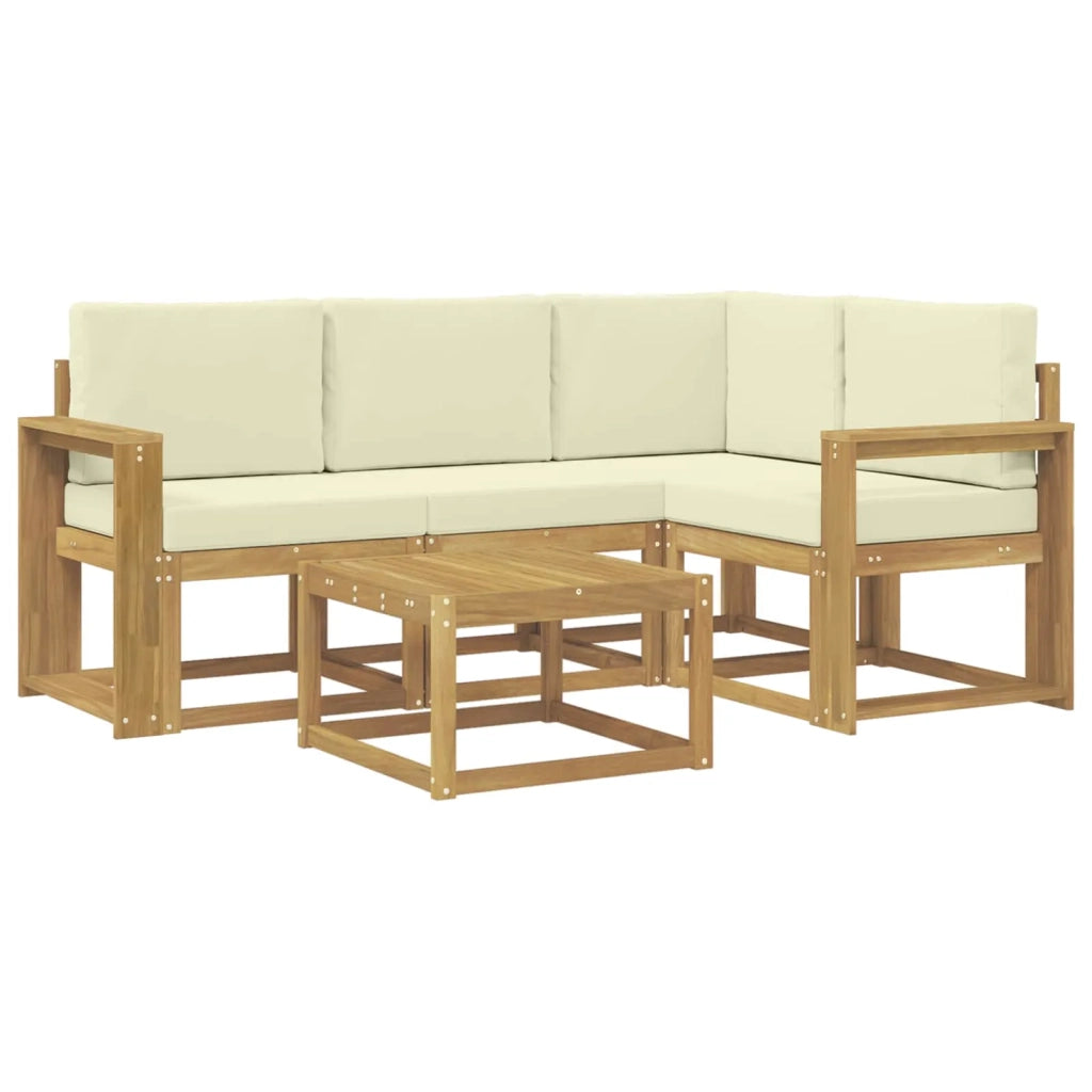 Set di divani da esterno 5 pz Bianco e Crema 3387599