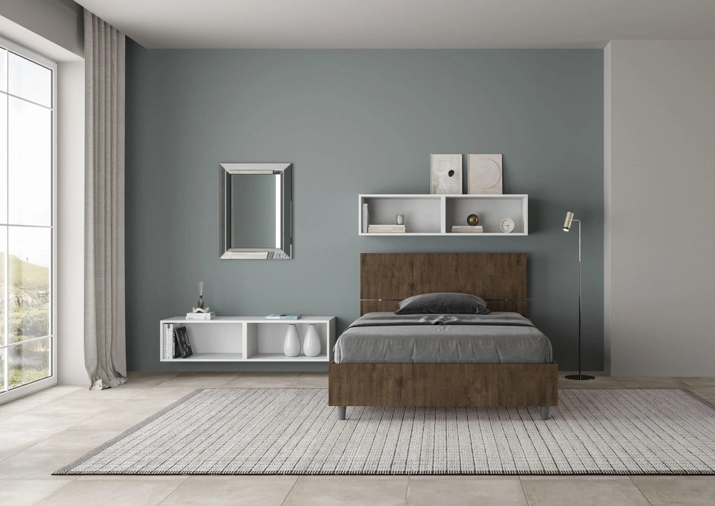 BS COM Letto una piazza e mezza contenitore 120x200 testata dritta noce
