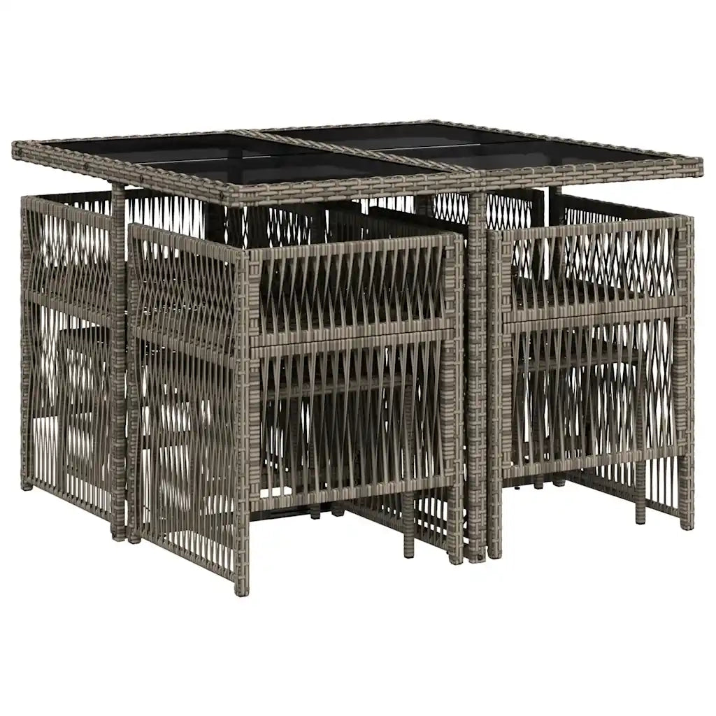 Set da Pranzo da Giardino 9 pz con Cuscini in Polyrattan Grigio 3210956
