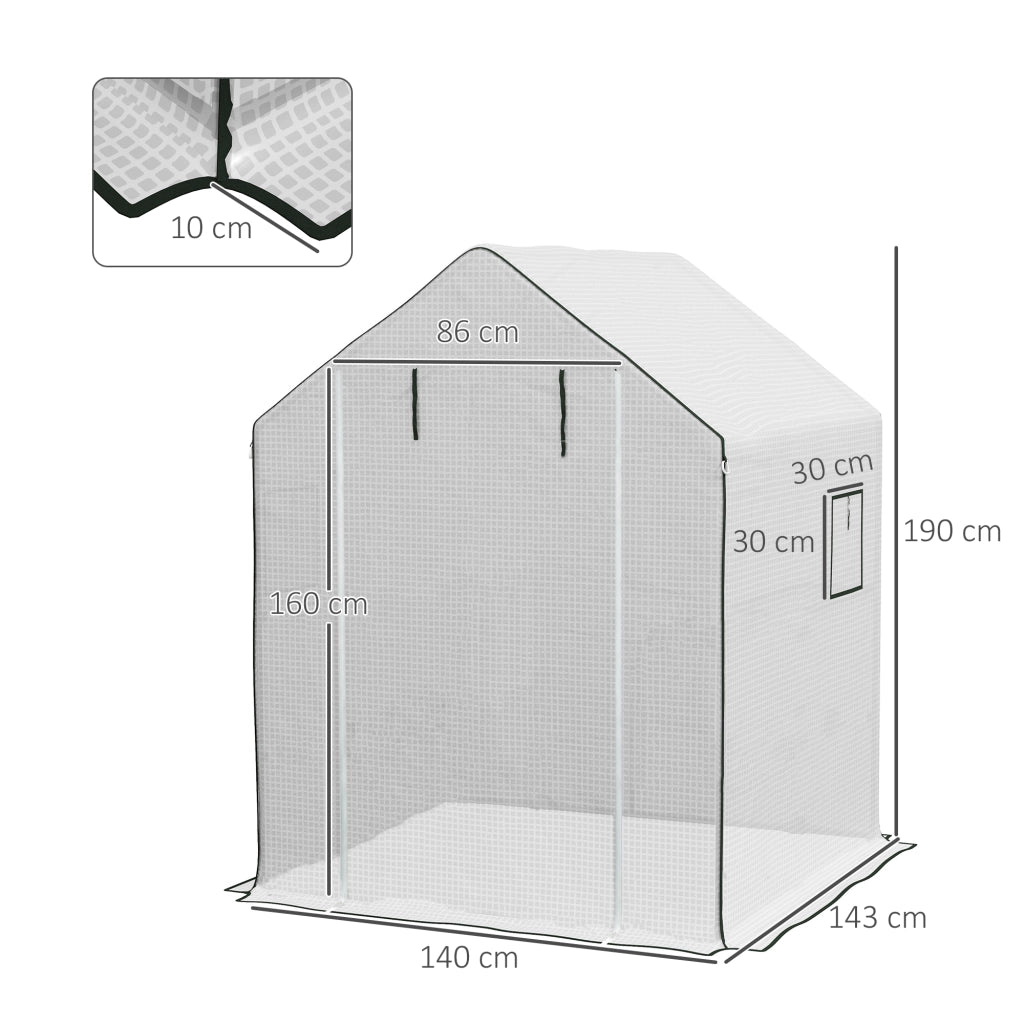 Serra da giardino con finestra e porta a rullo ¨C Minimal ¨C 140x143x190 cm bianco