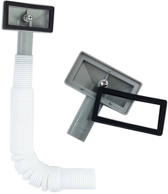 Pompa di scarico flessibile - 2x pompe di scarico - Interfaccia quadrata 75x40mm - Lunghezza 250mm - Diametro 26mm - Adatto per vasche da bagno in acciaio inox - tubo di scarico
