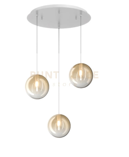 SOSPENSIONE BIANCO 3 LUCI TONDA VETRI AMBRA 1184BI-S3 T-AM