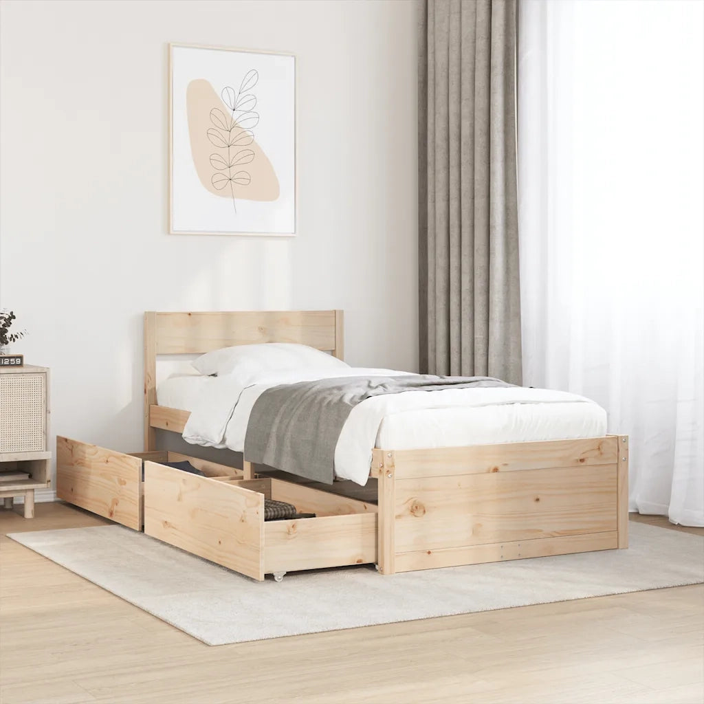 Letto senza Materasso 90x200 cm in Legno Massello di Pino 846792