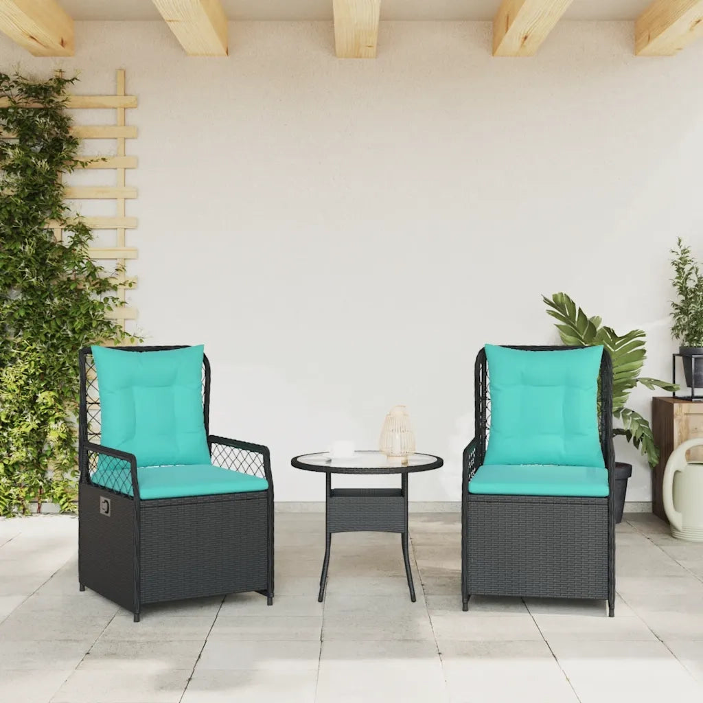 Sedie da giardino reclinabili 2 pz in Polyrattan Nero 368669