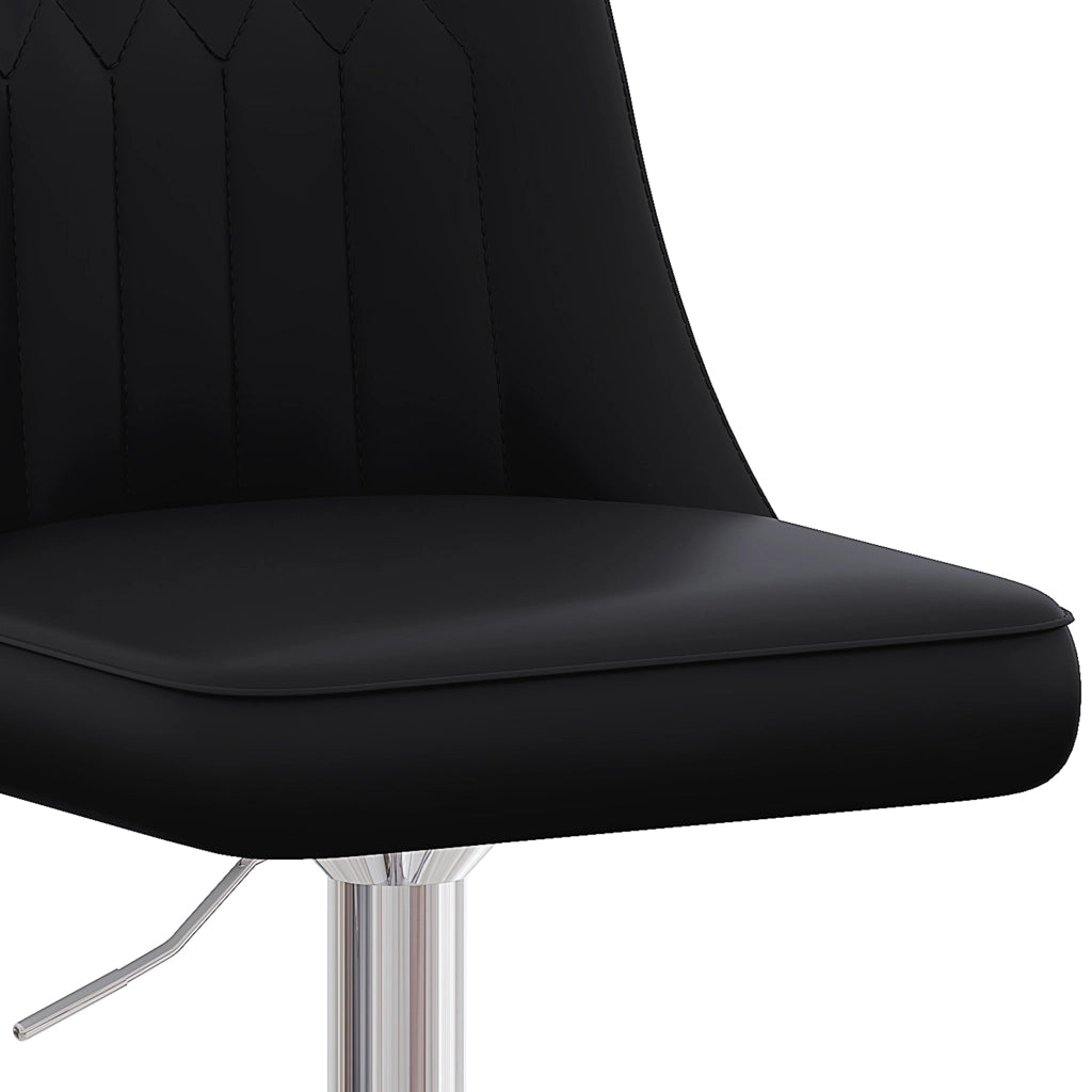 Set di 2 sgabelli da bar regolabili in altezza con rotazione 360°; schienale in pu nero e base in metallo argentato