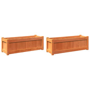 2 pz Fioriere | Cassetta per fiori | Vaso da Giardino Marrone Cera Legno Massello di Pino