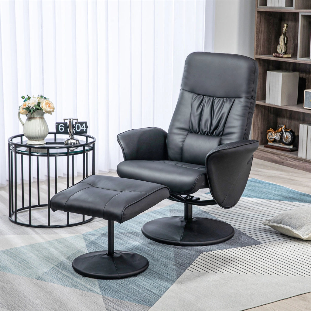 Poltrona Relax con Poggiapiedi ¨C Minimal ¨C Grigio Scuro Tessuto