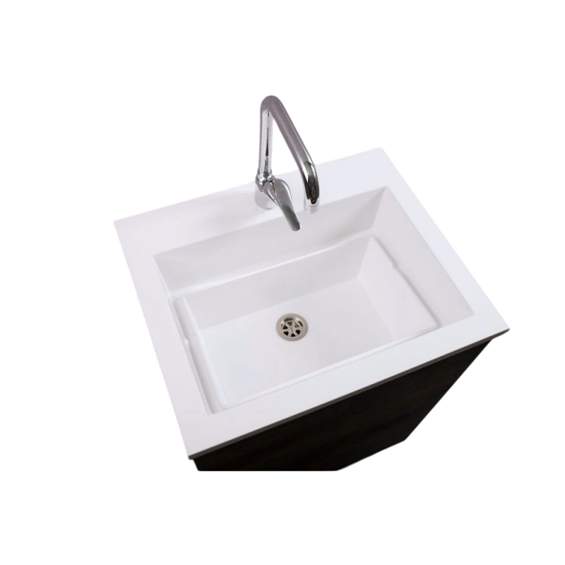 Mobile Lavatoio Vasca Zeus in MineralMarmo Apertura a 2 Ante 60x46x84 cm Olmo Bianco