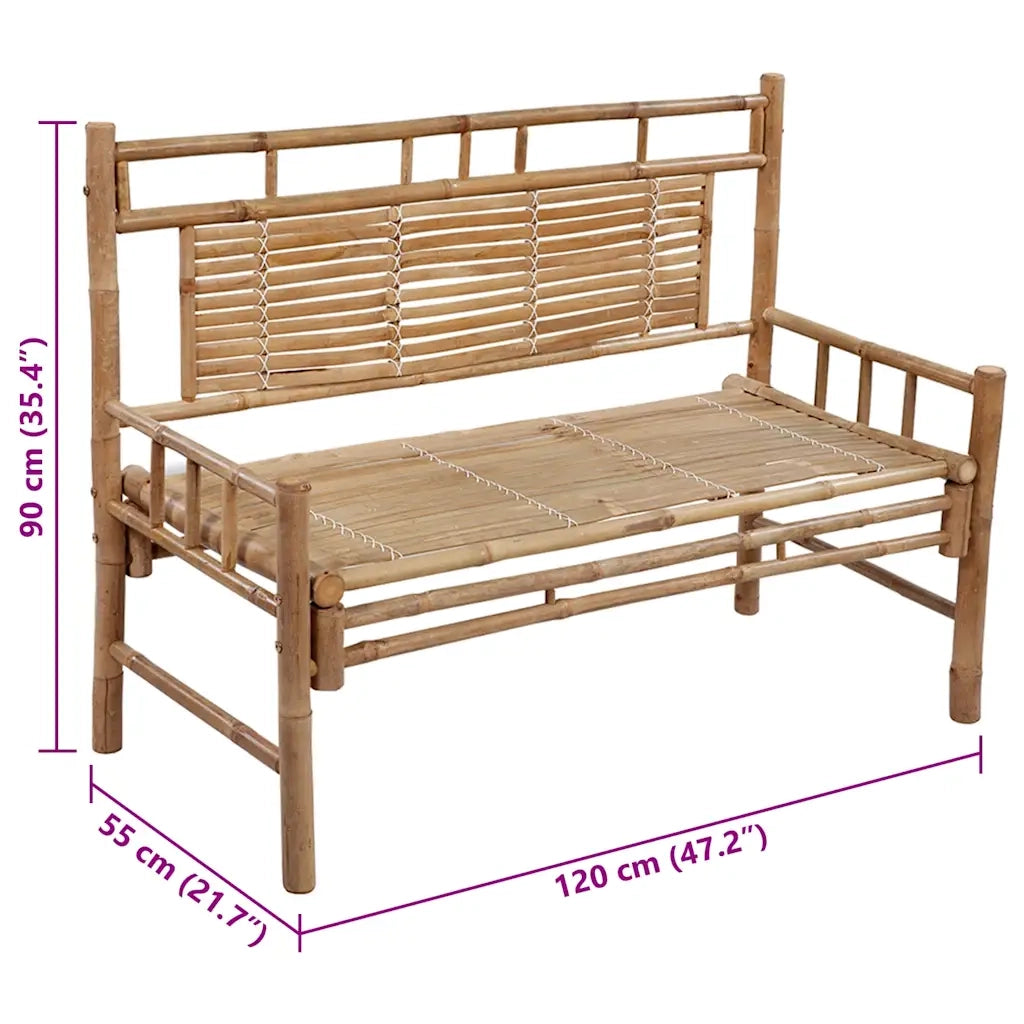 Panca da Giardino con Cuscino 120 cm in Bambù 3063876