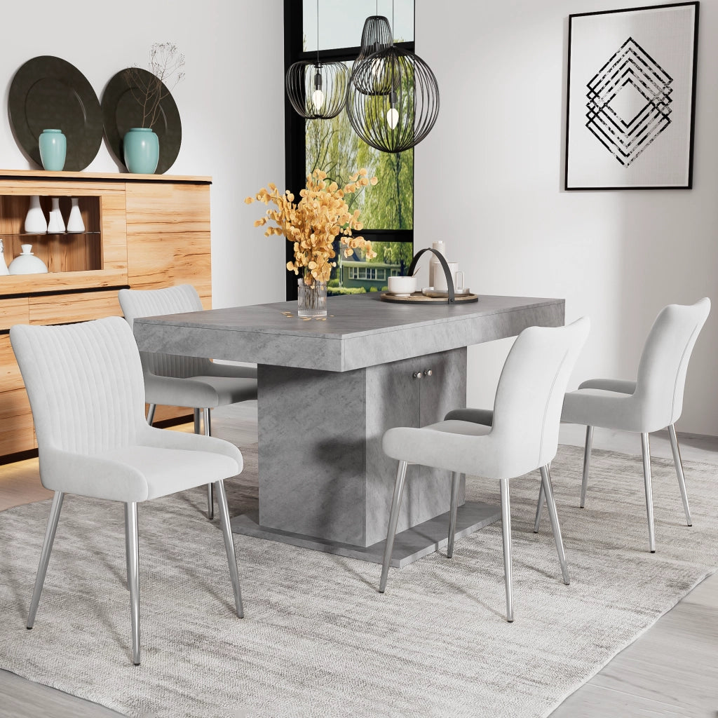 Set di 2 sedie da pranzo in velluto con gambe in metallo per soggiorno grigio