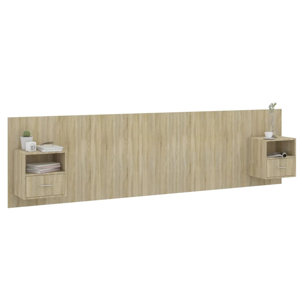 Testiera | Testata Letto con Armadietti Legno Multistrato Rovere Sonoma