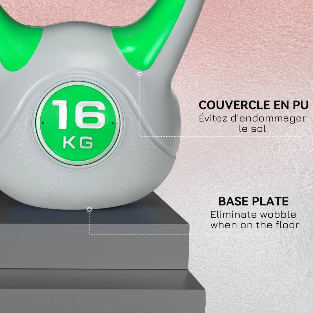 Kettlebell 16 kg ¨C Xylo ¨C Impugnatura Ergonomica, Verde, 27x17x31 cm