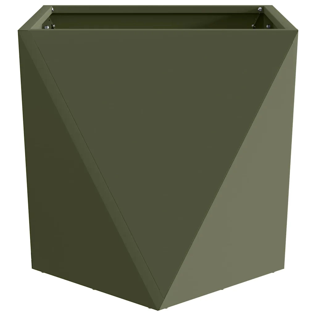 Fioriera 2 pcs Verde oliva 50 x 50 x 50 cm Acciaio 883843