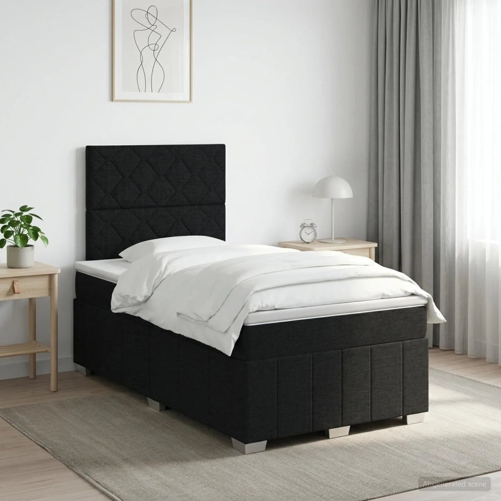 Letto box spring con materasso Nero 120 x 190 cm Tessuto 3454101