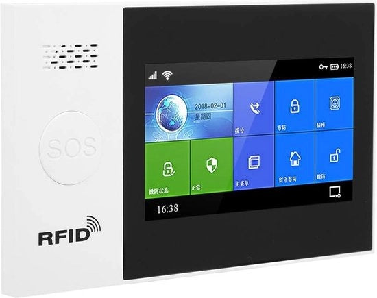 Sistema di Allarme - Sirena - Sistema di Sicurezza per la Casa Intelligente - APP - Senza Fili - SOS - Display LCD da 4.3 pollici - con Alexa - APP di Controllo - PSTN - Bianco