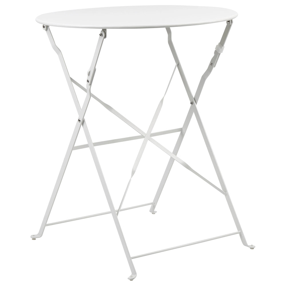 Set da Esterno 3 pezzi Tavolino e 2 Sedile Pieghevoli in Metallo Bianco Sporco Giardino Terrazzo Balcone