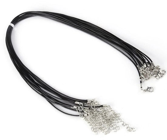 Cordoni per Collane - 10 Pezzi - Cordoni Adattabili - Cordoni Laccati - Cordoni per Gioielli - Chiusura a Carabina - 1,5 Mm Di Diametro, 46 Cm di Lunghezza - Cordone per Collana