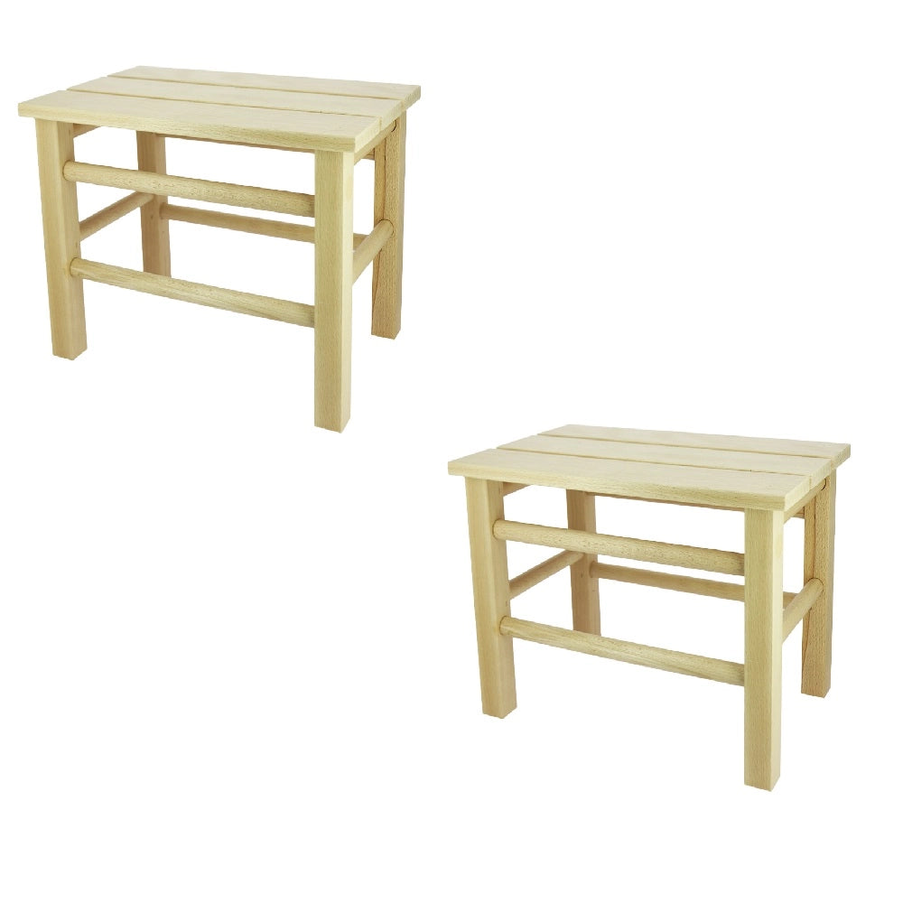MAURY'S SET 2 SGABELLI MODELLO CAMPAGNOLO IN LEGNO COLORE NATURALE 35X22CM H25