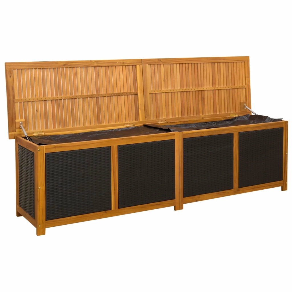 Scatola di Stoccaggio per Giardino 185 L 200 x 50 x 56 cm Nero 42002712