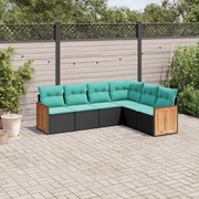 Set Divani da Giardino 6 pz con Cuscini Nero in Polyrattan 3227681