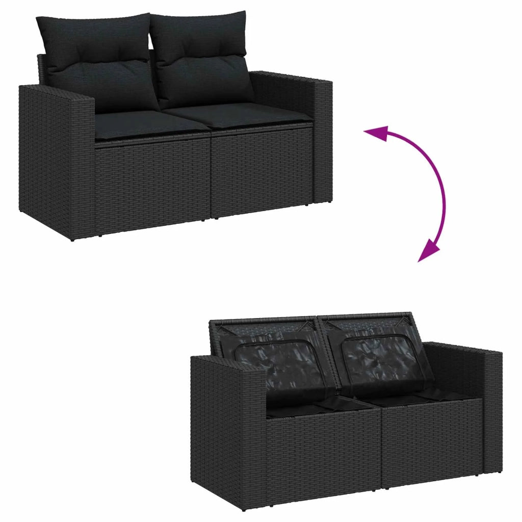 Set Divano da Giardino con cuscino 10 pcs Nero polyrattan 3363569
