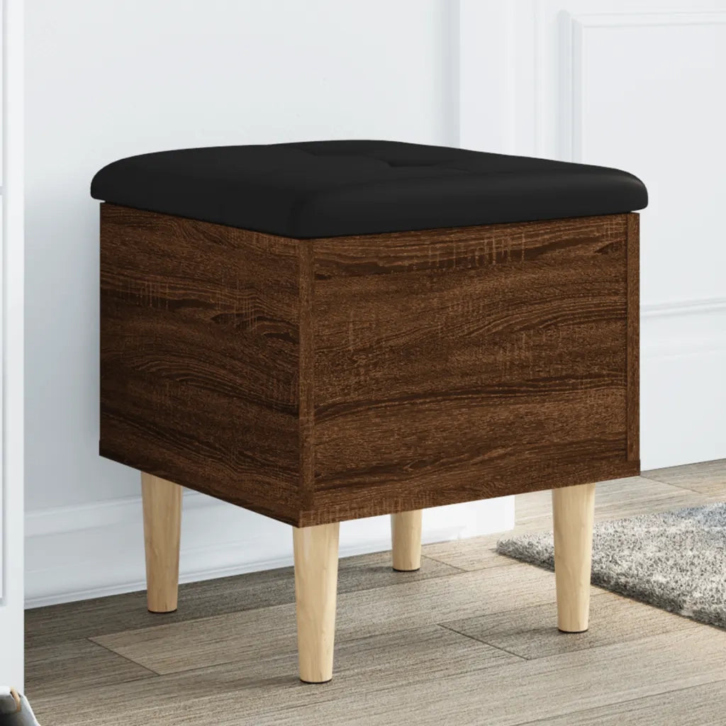 Panca Portaoggetti-Sgabello-Panca con Contenitore Rovere Marrone 42x42x46 cm Legno Multistrato
