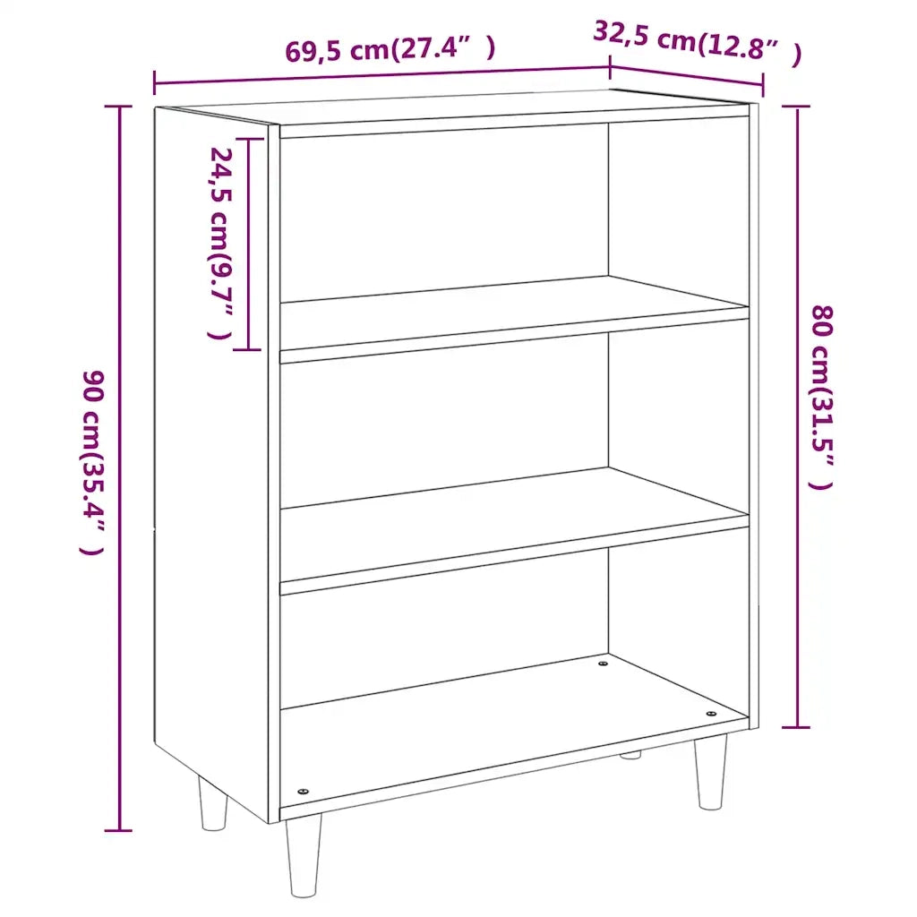 Credenza Rovere Fumo 69,5x32,5x90 cm in Legno Multistrato 817375
