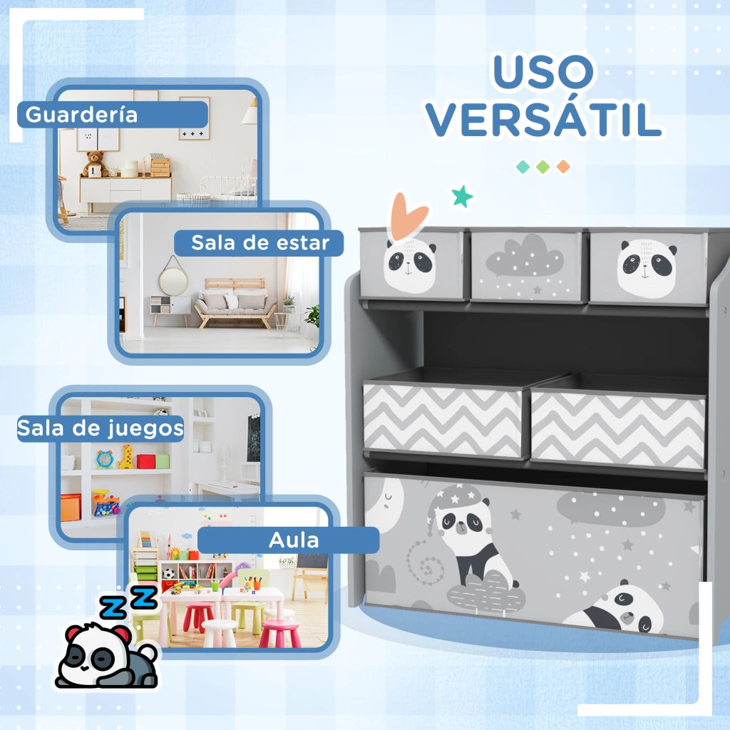 Libreria per giocattoli con 6 cesti ¨C Minimal ¨C Grigio 63x30x66 cm